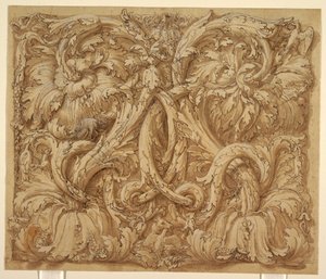 Design for Acanthus Rinceaux med dyr og fugler av Giulio Romano