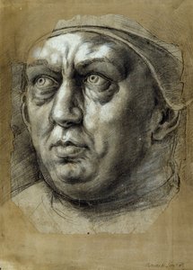 Leder for pave Leo X (svart og hvitt kritt på papir) av Giulio Romano