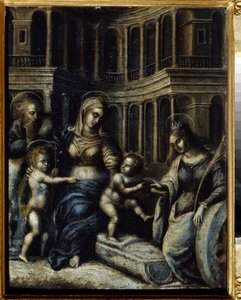 ""Den hellige familie med Saint Catherine"" Maleri av Giulio Pippi de