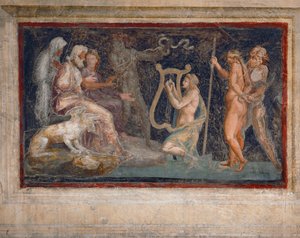 Mytologisk scene (freske) av Giulio Romano