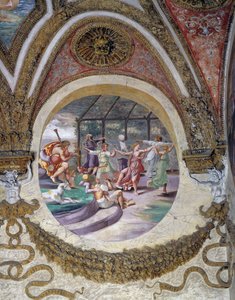 En av fresker fra Chamber of Winds eller Zodiac av Giulio Romano