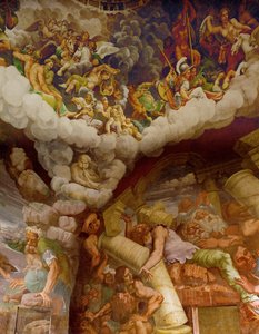 Kjempenes hall. Kjempenes angrep på Olympen (freske) av Giulio Romano