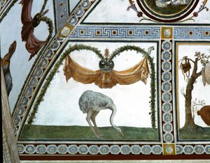 Camera con Fregio di Amorini Chamber of the Cupid Frieze detalj av en struts, freskomaleri fra 1520-tallet av Giulio Romano