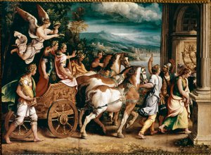 Triumf av Titus og Vespasian (maleri, ca 1537) av Giulio Romano