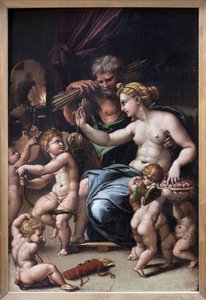 Venus og Vulcan (olje på lerret) av Giulio Romano
