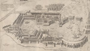 Mirror of Roman Magnificence: Birdseye View of the Port of Roma, 1554., 1554. av Giulio de Musi