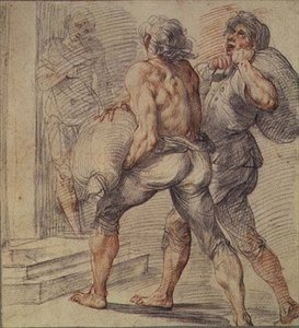 Study of Tax Collectors, ca. 1591-93 (grå og rød kritt på papir) av Giuseppe Cesari