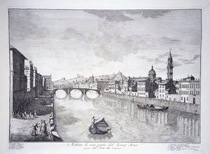 Utsikt over en del av elven Arno av Giuseppe (after) Zocchi