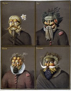 De fire årstidene: menn med grønnsakshoder i veien for Giuseppe Arcimboldo. av Giuseppe (style of) Arcimboldo