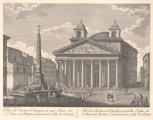 Utsikt over Pantheon of Agrippa (etsing) av Giuseppe Acquaroni