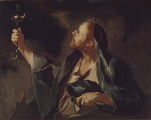 En mann med en lampe og en pisk Profeten Sophonias av Giuseppe Antonio Petrini