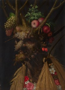 Fire årstider i ett hode, ca. 1590 (olje på panel) av Giuseppe Arcimboldo
