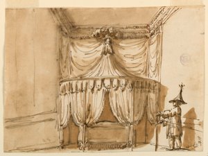 Sengealkove med figur av Giuseppe Barberi