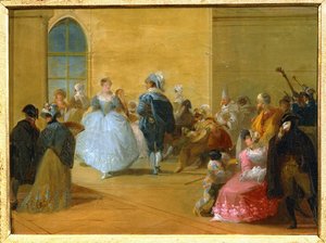 Et venetiansk maskerteball … (maleri på lerret)