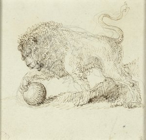 Løve med ball av Giuseppe Bernardino Bison