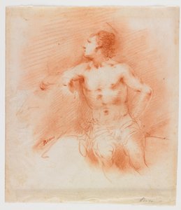 Studie eines sitzenden jungen männlichen Aktes av Giuseppe Bernardino Bison