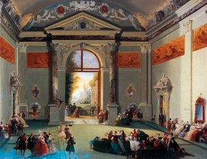 Venetiansk samtale, av Giuseppe Bernardino Bison (1762-1844), olje på lerret, Italia