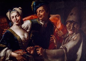 Napolitanske masker, av Giuseppe Bonito (1707-1789), olje på lerret.