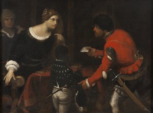 Caterina Cornaro, dronning av Kypros, mottar et brev fra rådet