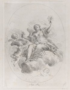 Allegorisk figur på en sky med putti, etter Stefano Pozzi, ca. 1745-1802.