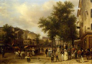 Utsikt over Boulevard Montmartre, i Paris [som viser Théâtre des Variétés og Passage des Panoramas]