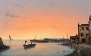 Chioggia før soloppgang av Giuseppe Canella d. Ä.