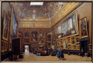 Utsikt over Salongplassen til Musee du Louvre Maleri av Giuseppe Castiglione (1829-1906) 1861 Søn. 0,69x1,03 m
