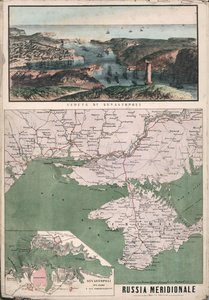 Kart over Sør-Russland med utsikt over Sevastopol-bukten og dens festningsverk, 1853. av Giuseppe Civelli