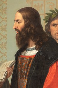 Retten til Ludovico il Moro, detalj med Leonardo Da Vinci