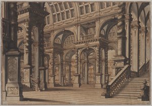 Monumental hvelvet hall med trapp av Giuseppe Galli Bibiena