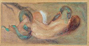 Eve Watercolor av Giuseppe Giglioli (1881-1930) Dim 11x23 cm Genes, Gallery of Modern Art, inv 0163 av Giuseppe Giglioli