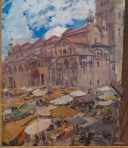 Grande Square i Modena (oljemaleri på lerret)