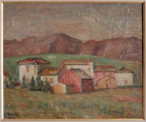 Landsby ved foten av fjellene (olje på lerret) av Giuseppe Graziosi