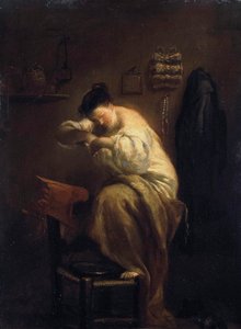 Kvinne på jakt etter lopper, 1710-tallet. av Giuseppe Maria Crespi