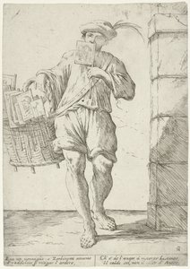 Selger av flagg eller fans Gateselgere i Bologna (serietittel) L'Arti Per Via (serietittel) av Giuseppe Maria Mitelli (signed by artist)