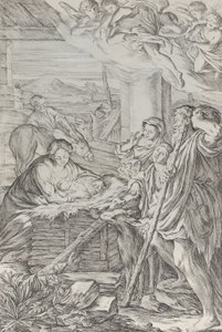 Tilbedelse av hyrdene, 1654-1718. av Giuseppe Maria Mitelli