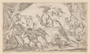 Aeneas og hans følgesvenner kjemper mot harpiene Arpijae celebri lapsu de montibus adsunt (tittel på objekt) Wanderings of Aeneas (serietittel) L