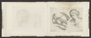 Overkroppen til en kvinne og byste av en kvinne Tegningseksempler (serietittel) Mitelli intaglio (serietittel) av Giuseppe Maria Mitelli