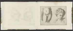 Naken underkropp og hode til et barn Tegningseksempler (serietittel) Mitelli intaglio (serietittel) av Giuseppe Maria Mitelli