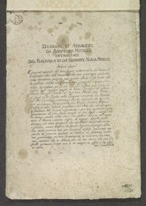 Titelprent met voorwoord en opdracht Ornamenten (series title) Disegni, et Abbozzi di Agostino Mitelli Intagliati Dal Figluolo di Lui Gioseppe Maria Mitelli (series title on object)   1383184   no       norwegian Successfully Translated  Original: Udsigt m av Giuseppe Maria Mitelli