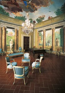 Fresker malt i 1777-1778 av Giuseppe Maria Terreni (1739-1811) i Room of Four Seasons, Villa del Poggio Imperiale (Villa of Imperial Hill), Firenze, Italia