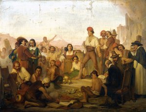opprøret til den napolitanske fiskeren Tommaso Aniello, kjent som Masaniello (1622-1647) i Napoli i 1647. Maleri av Mazza. Vitenskapsmuseet i Milano