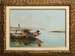 Ro, venetiansk lagune (olje på lerret) av Giuseppe Miti Zanetti