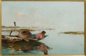 Ro, venetiansk lagune (olje på lerret) av Giuseppe Miti Zanetti