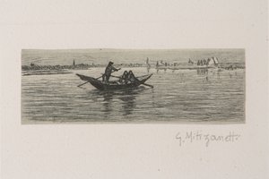 Båtmannen (radering på hvitt papir)
