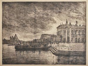 Det kongelige palass og saluttbasilikaen (etsing og akvatint på hvitt papir) av Giuseppe Miti Zanetti