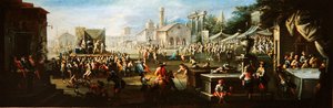 A Village Fair (olje på lerret) av Giuseppe Moriani