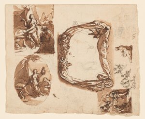 Judith og Holofernes og andre studier (recto); Diana og Endymion (verso) av Giuseppe Nicola Nasini