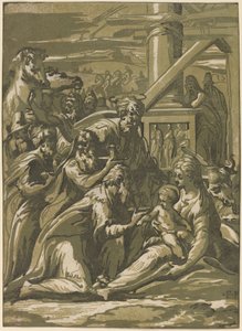 Tilbedelsen av magiene av Giuseppe Nicolo Vicentino, after Parmigianino