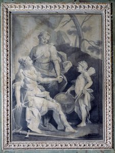Nasjonens geni med rettferdighet og fred (monokrom tegning av Giuseppe Paganelli